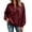 Wine, variant on Horkkom Quarter Zip Pullover Women Solid Color Collared Sweatshirts Loose Comfy Sweatshirt with Pockets S
