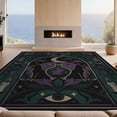 thumbnail image 2 of Design&I 6'x9' Washable Area Rug Snag-Free Purple Green Mystical Night and Nature Design Elegant Starry Sky Motif with Cats Eye for Dining Room, Under Table, Office, 2 of 7