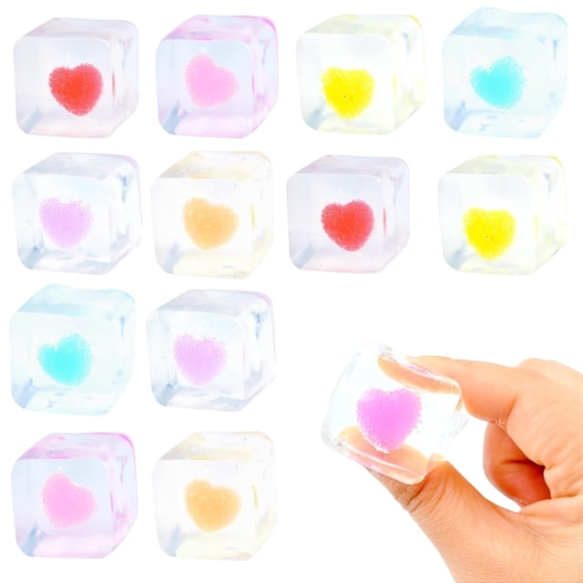 Juguete para apretar Squishy Stress Cube, paquete de 12, regalo para el día de San Valentín