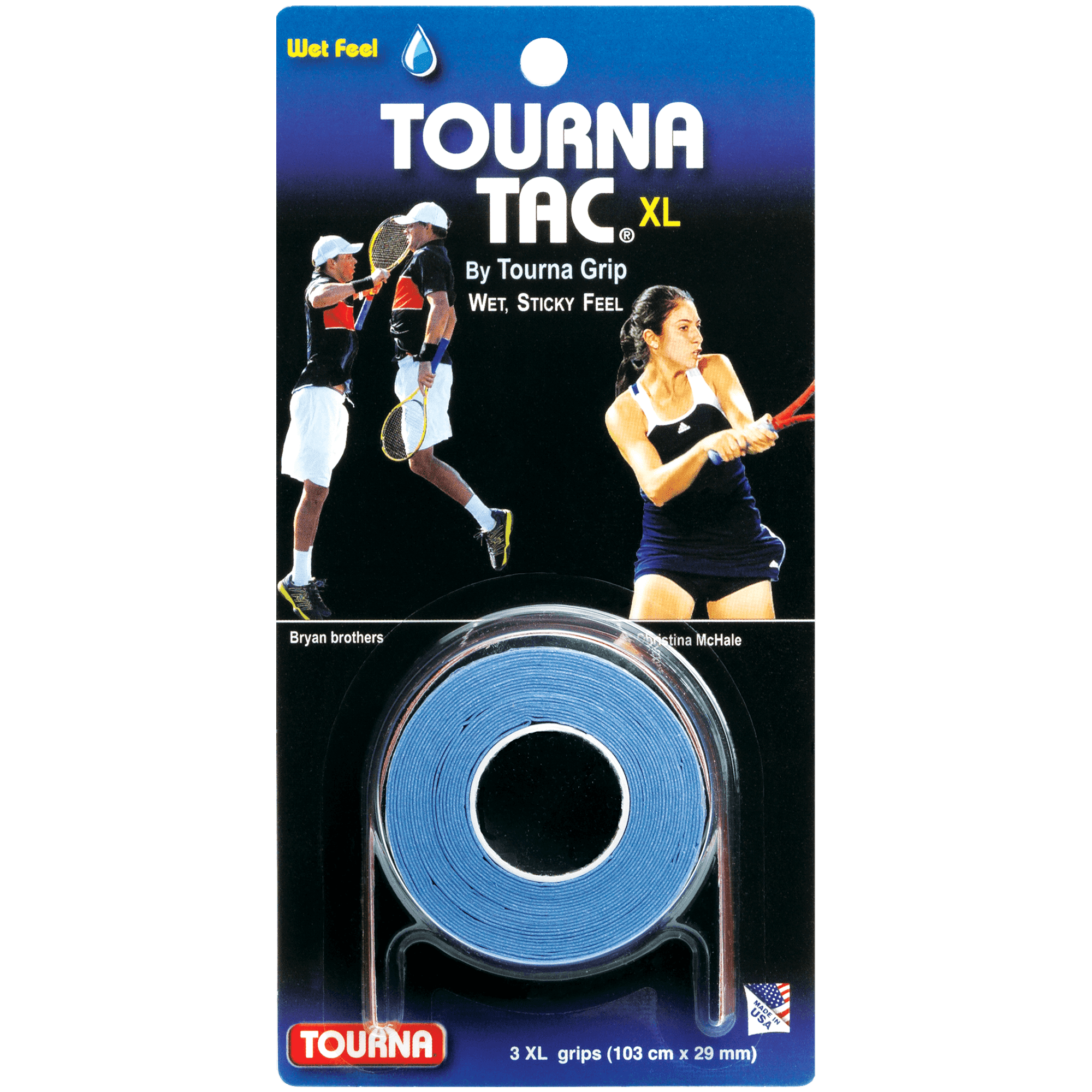 3 Pack Blue Tacky Feel Tennis Grip 3 Grips Tourna Tac 