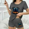 thumbnail image 6 of Tnhcen Women's Halloween Milk Silk Pajama Set Short Sleeve Round Neck Sporty Sleepwear Comfortable Loungewear S-XL Gray, 6 of 7