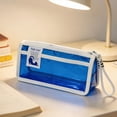 thumbnail image 3 of B Transparent Large Triangular Pencil Case Large Capacity Student Stationery Storage Bag Cloth 8.27X3.94X2.95 Inches Portable Girls Makeup Bag, 3 of 7