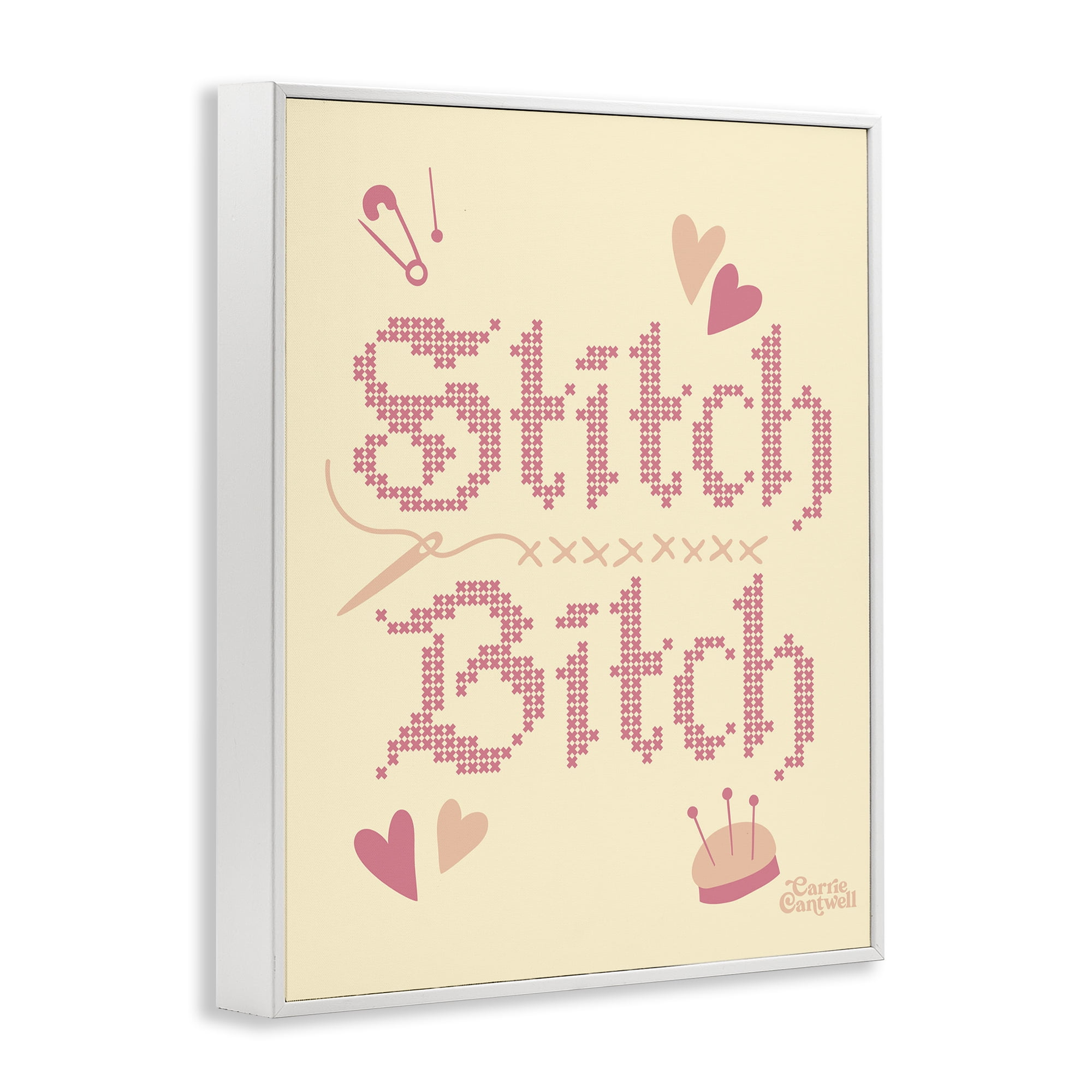 Stitch B*tch Embroidery Craft White Framed Giclee Art, design by Carrie Cantwell