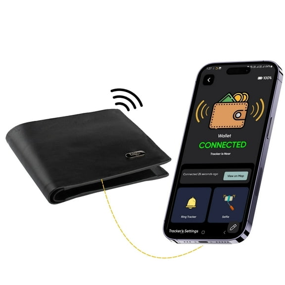 tag8 Dolphin Smart Wallet For Men - RFID Blocking Anti-Lost Wallet for Men, Minimalist Slim Leather Wallet with Bluetooth Tracker to Secure Your Card & Cash, Works with Android & iOS - Classic Black
