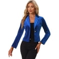thumbnail image 1 of Chaqueta De Traje De Oficina De Negocios Con Solapa Y 1 Botón De Terciopelo Para Mujer Azul XL, 1 of 5