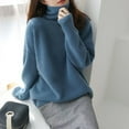 thumbnail image 5 of Women Sweater High Collar Long Sleeve Solid Color Knitting Tops Loose Fit Thickened Pullover Sweater Knitwear, 5 of 8