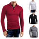 thumbnail image 5 of Nuevas camisetas de algodón de gran oferta para hombre, camisetas de manga larga de color liso con cuello vuelto, 5 of 5