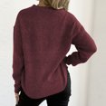 thumbnail image 4 of Floral Crew Neck Sweaters Womens Fall Chunky Knit Pullover Tops Loose Fashion Long Sleeve Ladies Sweater Wine, M, 4 of 6