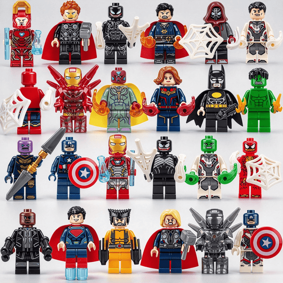 24-Piece Building Blocks Set, Creative Puzzle Minifigures Action Toys for Boys & Girls, Birthday Gift & Cake Decorations