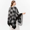 thumbnail image 5 of Gpaecead Women's Fall Classic Plaid Shawl - Jacquard Pattern Open Front Warm Cape Wrap Black, 5 of 8