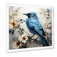 thumbnail image 2 of Designart "Minimalist Blue Avian Among Florals I" Birds Of Paradise Picture Framed Wall Art Living Room, 2 of 5