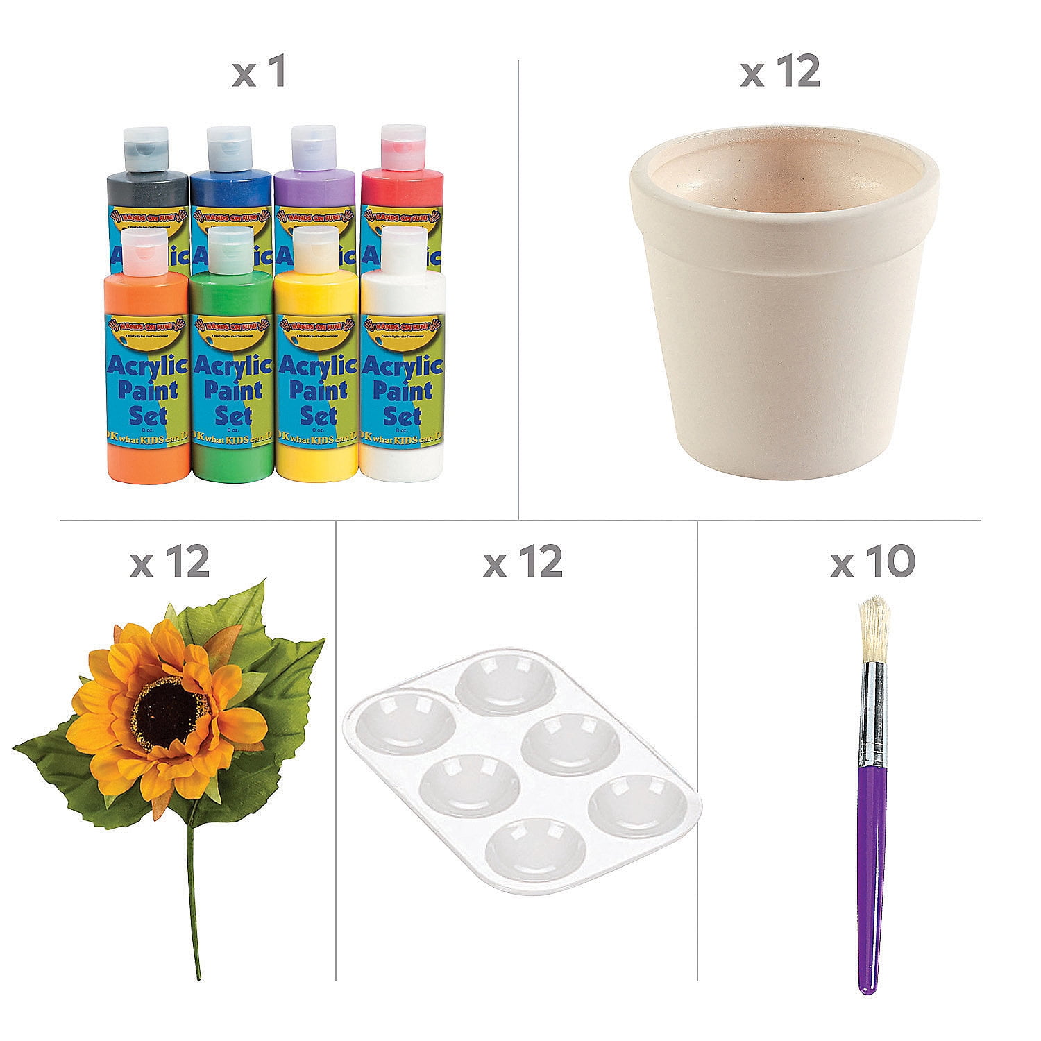 DIY Flower Pot Kit, Makes 12, Craft Kits, Party Supplies, 54 Pieces