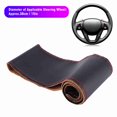 thumbnail image 4 of DIY Sewing Elephant Grain Faux Leather Steering Wheel Cover, Car Interior Accessory for Universal, Waterproof, 4 of 7