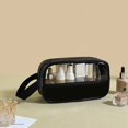 thumbnail image 1 of Transparent Square Bag Large Capacity Cosmetic Cases Travel Storage Bag Travel Organizer Cosmetic Pouch PU Storage Bag PVC Cosmetic Bag Makeup Bags Storage Toiletry Bag BLACK S, 1 of 8