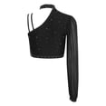 thumbnail image 4 of iiniim Women Shiny Rhinestone Dance Top Ballet Dance Adult Contemporary Shiny Crop Tops Black L, 4 of 5