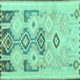 thumbnail image 1 of Ahgly Company Machine Washable Indoor Square Southwestern Turquoise Blue Country Area Rugs, 5' Square, 1 of 4