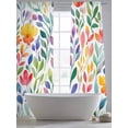 thumbnail image 4 of Spring Floral Sheer Curtains 96 Inch Length 2 Panels Set, Colorful Summer Botanical Flowers Abstract Voile Window Treatment Semi Sheer Long Curtains Drapes for Bedroom/Living Room/Kitchen 52"x96"x2, 4 of 7