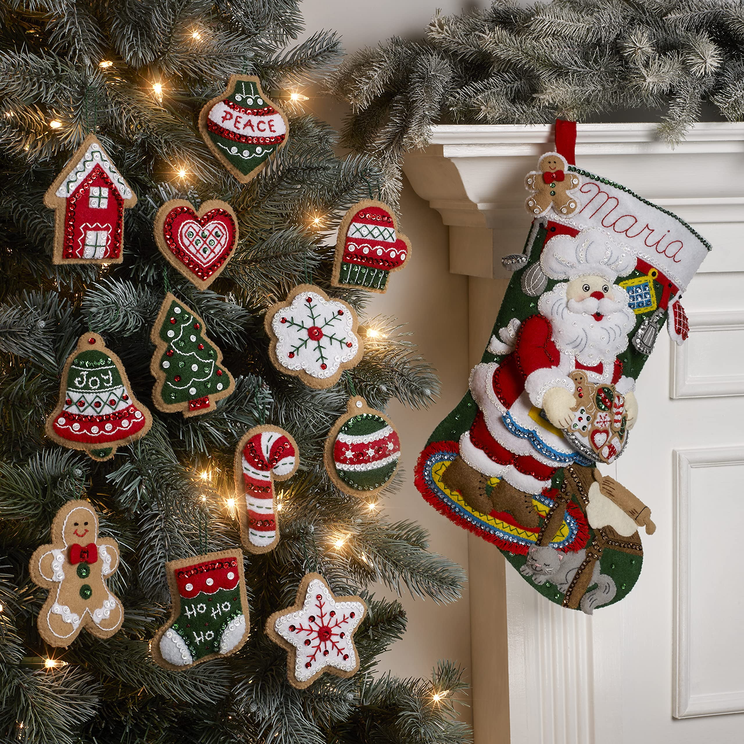 DIY Bucilla Gingerbread Christmas Santa Baking Cookies Felt Stocking Kit  89331E for sale online