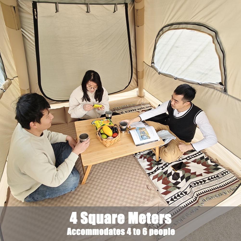 Camping Inflatable Tent with Pump 4 Person Easy Set up Glamping House with Mesh Waterproof Family Air Blow Up Tents
