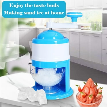 XIAOLE Portable Snow Cone Machine Hand Crank,Shaved Ice Maker Machine For Home,Hand Crank Ice Crusher For Snow Cones With Ice Cube Trays,Bpa Free,Ideal For Summer Party,Blue