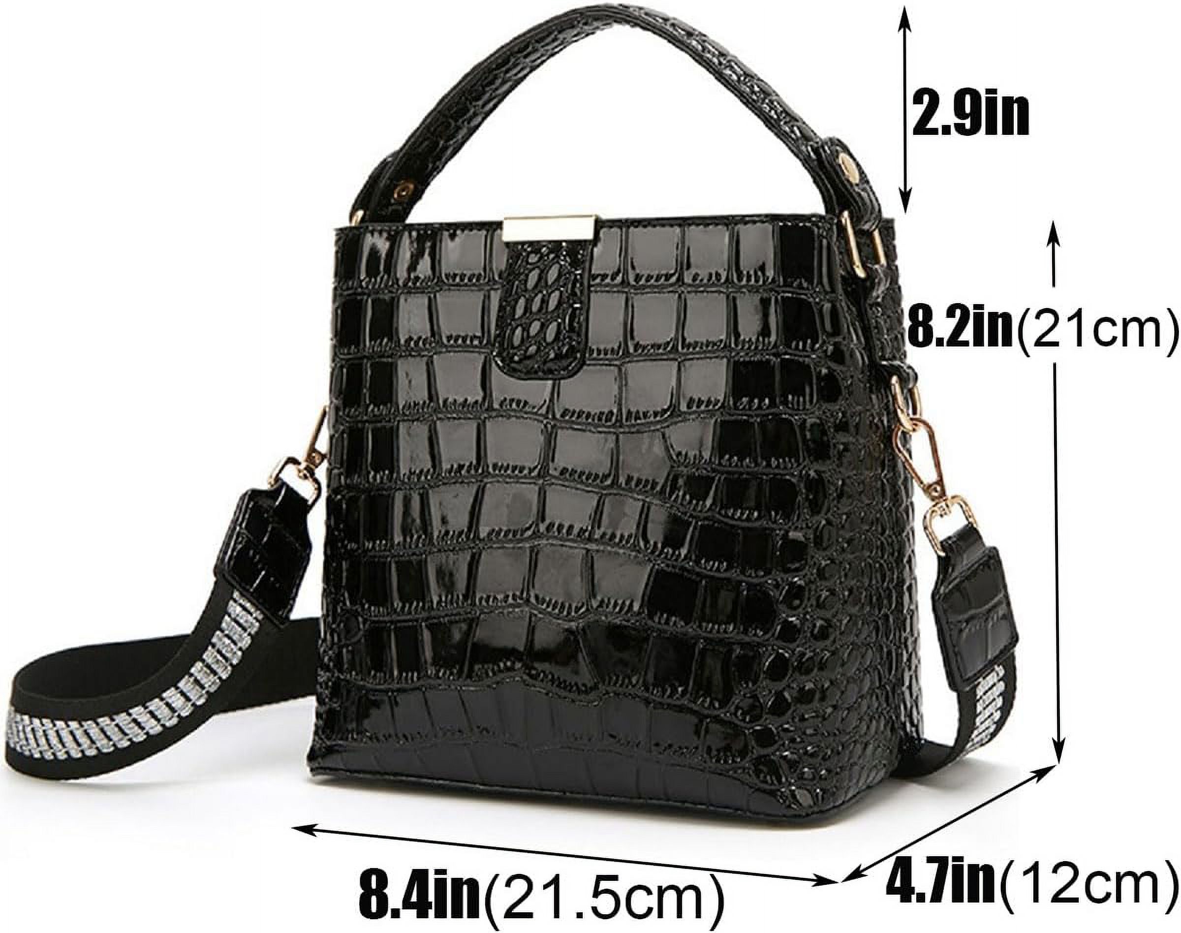 Bucket Bag and Purse For Women Shiny Patent Leather Hobo Bag and Zipper Shoulder Handbag Top Handle Satchel