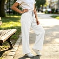 thumbnail image 4 of Qingpeng Girls Wide Leg Pants High Waist Drawstring Striped Cuffs Lightweight Wrinkled School Outdoor Casual Spring Summer Long Pants for Kids, 4 of 7
