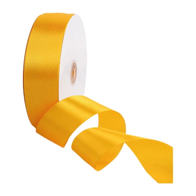 Cinta de tela de color liso, ancha y elegante, de satén, 100 yardas, para ramos florales. Amarillo