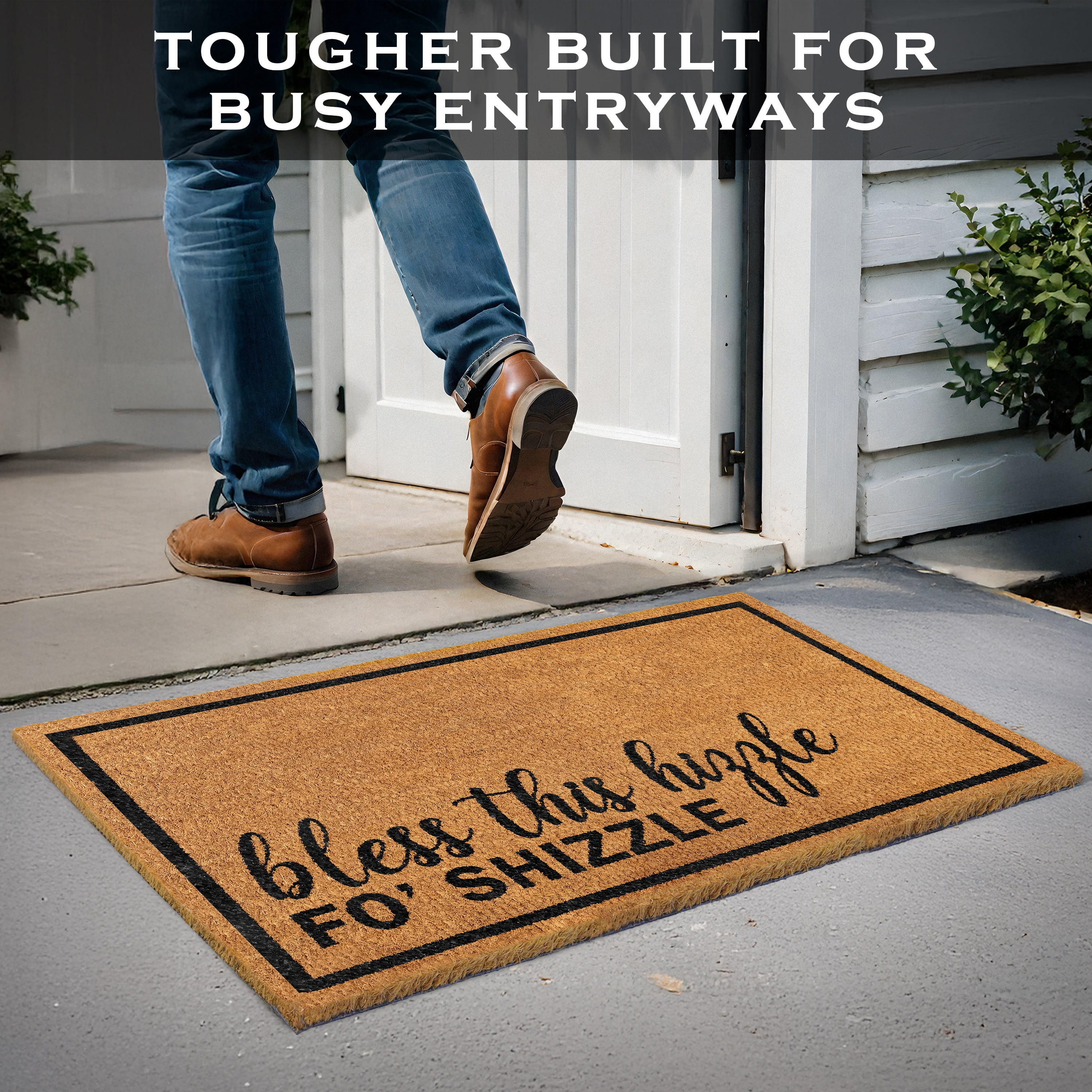 MAINEVENT Bless This Hizzle Fo Shizzle Doormat 30x17 Inch, Outdoor Welcome Mat for Outside