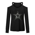 thumbnail image 4 of Womens Casual Fall Tops V Neck Printed Long Sleeve Cold Shoulder Pullover Sweatshirt Blouses Ladies Tops, 4 of 5