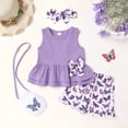 thumbnail image 4 of Younger Tree Baby Girl Outfits Summer Sleeveless Bow Vest Top Print Shorts Clothes Set with Bag and Headband for 2-3T, 4 of 9