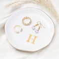thumbnail image 2 of Ceramic Jewelry Tray, Initial Ring Dish Trinket Plate Engagement Gift, Small Personalized Monogram Ring Bowl for Wedding, White Decorative Jewelry Holder for Women Vanity -Letter H, 2 of 7