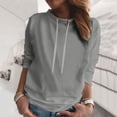 thumbnail image 2 of WEAIXIMIUNG Womens Sweatshirt Graphic with Hood Womens Color Block Drawstring O-Neck Casual Long Sleeve Solid Color Sweatshirt, 2 of 4