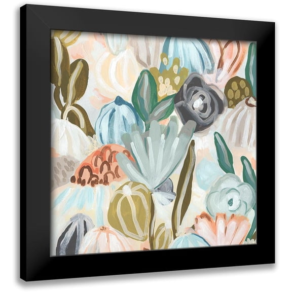 Vess, June Erica 12x12 Black Modern Framed Museum Art Print Titled - Parasol Garden II