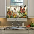 thumbnail image 5 of Coolnut 24 Inch Length Kitchen Curtains Flowers Butterflies 2 Panels Half Window Sheer Curtains Rod Pocket Farmhouse Short Drapes for Bathroom Cafe Basement Home Decor, 5 of 7