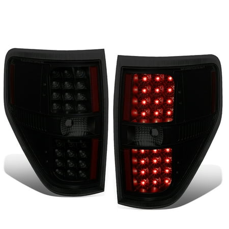 Bow Tie Tail Light Lens For 2009 to 2014 Ford F150 Pair Full LED Black Housing Smoked Lens Tail Lights Rear Brake Lamps ()