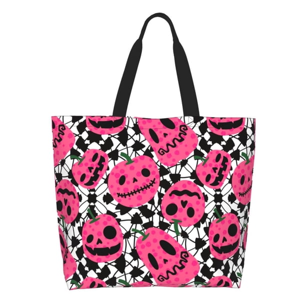 Fotbe Halloween Pumpkins Bolsa Tote Estética de Lona con Estampado para Mujer - Bolsa Reutilizable de Hombro Casual para Vacaciones, Compras, Trabajo y Gimnasio