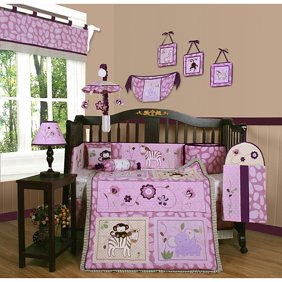 The Peanut Shell Baby Girl Crib Bedding Set Purple Floral Design