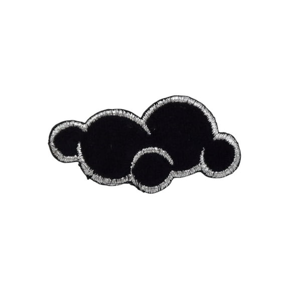 Black Cloud - Silver Lining - Small - Iron on Applique - Embroidered Patch