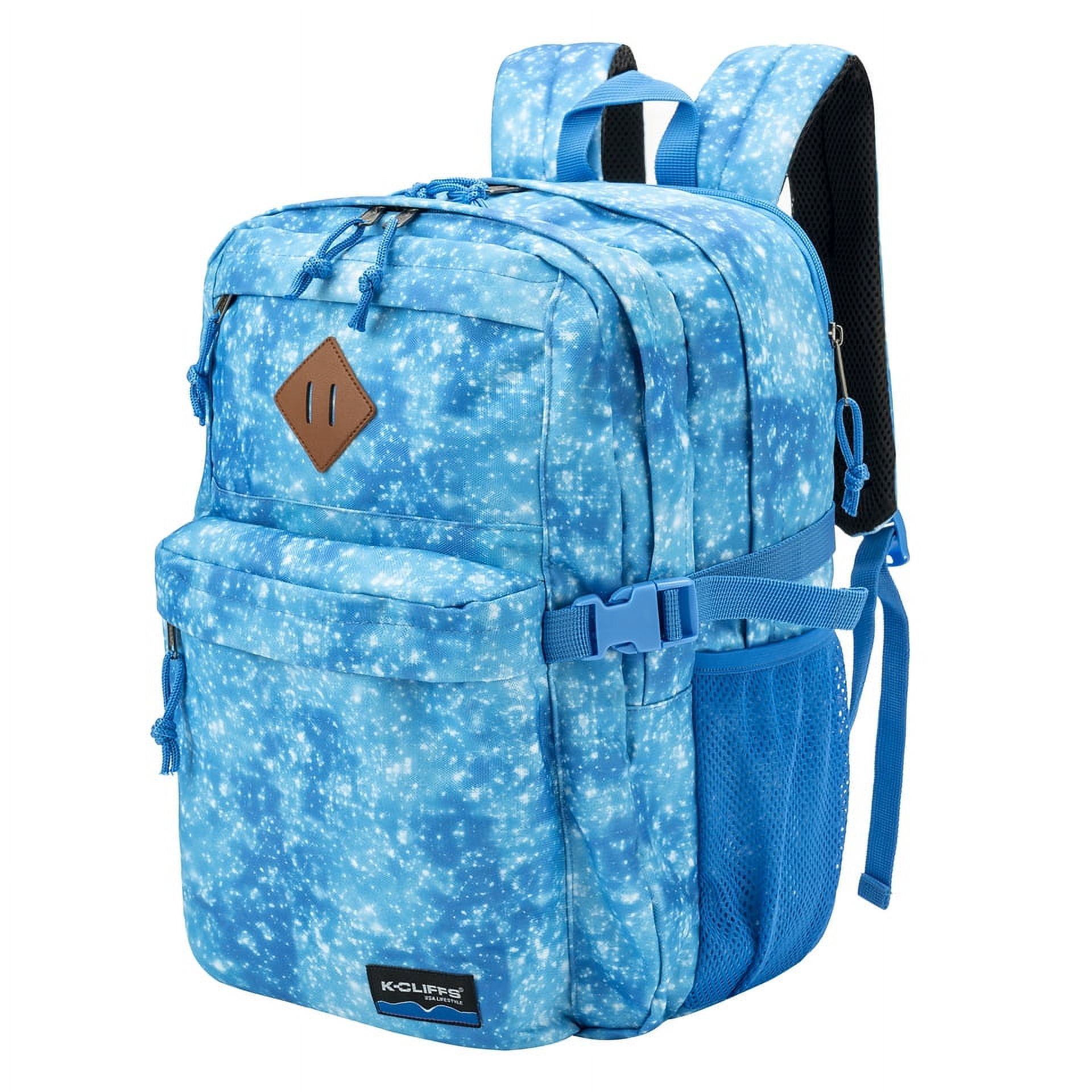 K-Cliffs Case 20pc Multi-Compartment School Backpack w/Laptop Sleeve, Bottle Holder, and Padded Shoulder Straps, Unisex, Ages; 8-Adult,  Royal Sparkle Dust