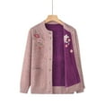 thumbnail image 4 of Fall Warm Knit Cardigan Sweaters for Women Lightweight Flower Embroidered Pattern Button Down Long Sleeve Senior Outerwear Casual Ladies Tops, 4 of 8