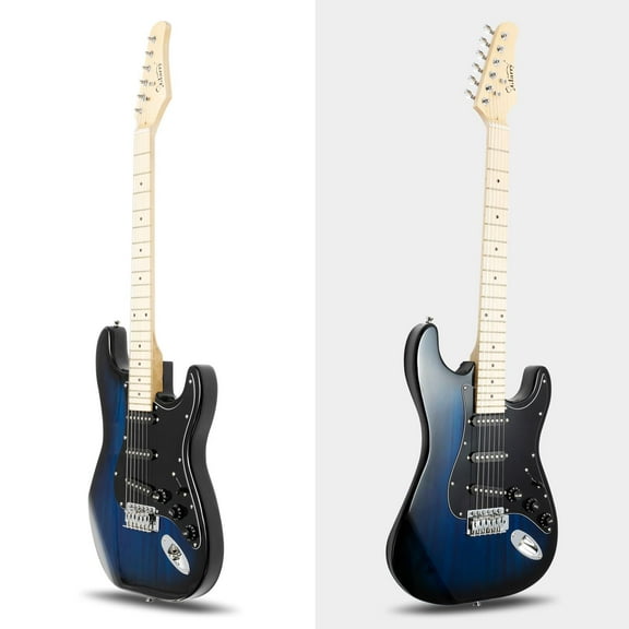 Glarry Beginner Electric Guitar Kit for Starter with 20W Amplifie, Dark Blue