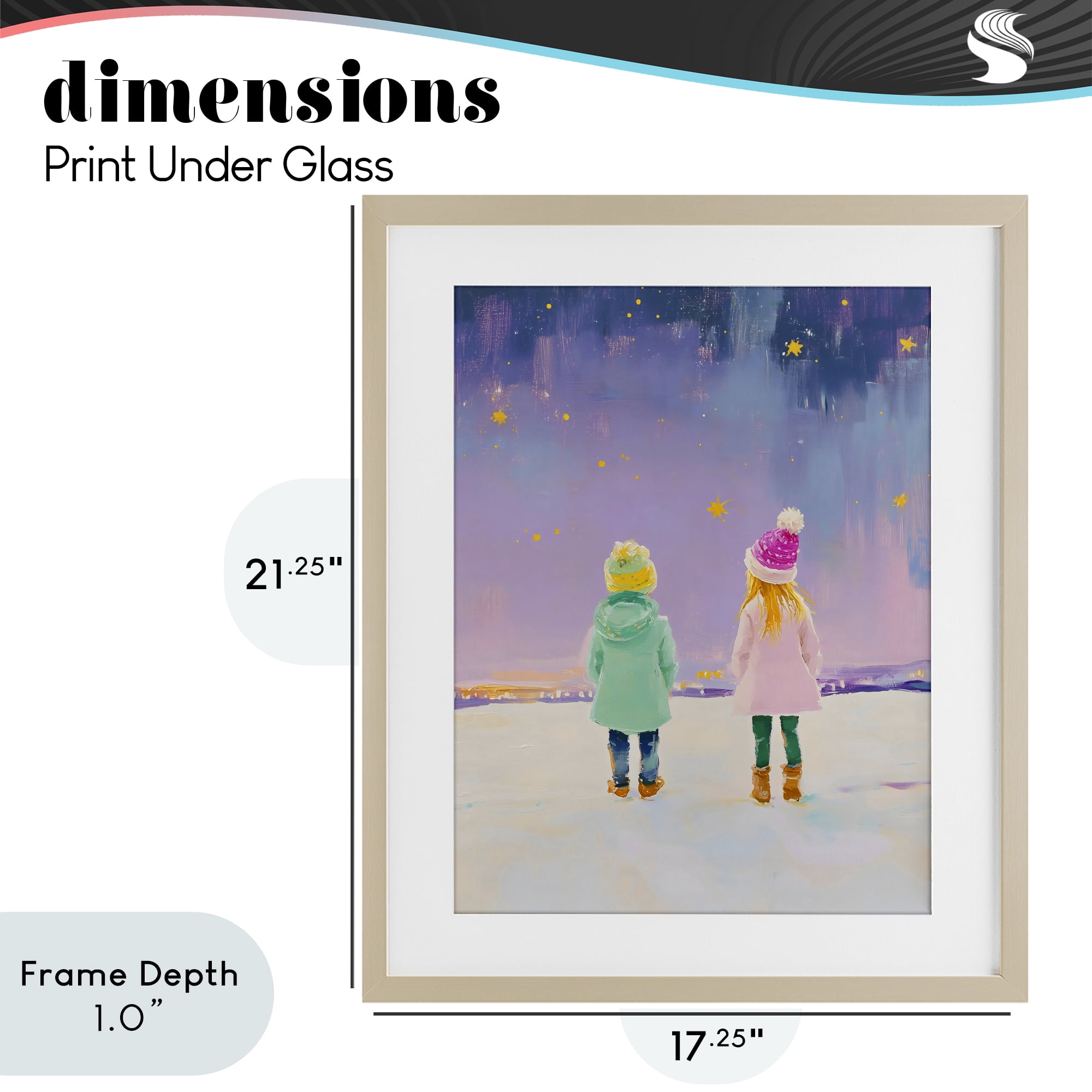 Stupell Industries Children Watching Starry Winter Sky Birch Framed Print Under Glass, design by The Prints Vibe