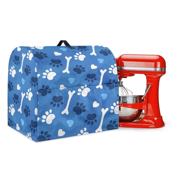 FOR U DESIGNS Dog Paw Blue Stand Mixer Cover compatible with Kitchen Aid Mixer Portable Mixer Dust Covers Multi Pockets Compatible with Kitchen Aid 6-8 Quart Bowl Lift - L