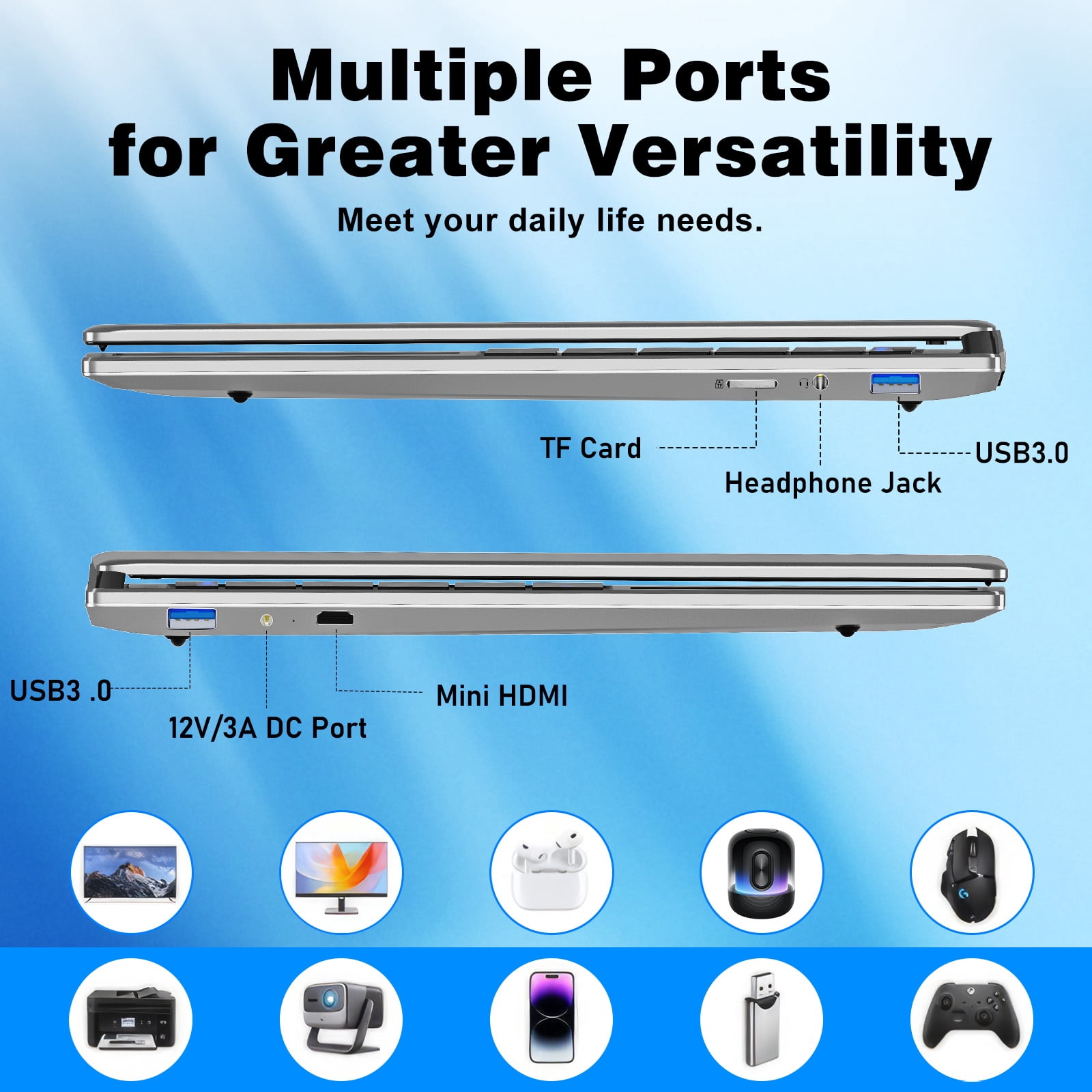 Chheart 2026 New 15.6 Inch Laptop Computer,16GB RAM,256GB SSD,M3 Processor(Beat N4020 up to 2.2 GHz),Windows 11 Pro,2-Year Warranty,Wifi 5 BT 4.2,Silver
