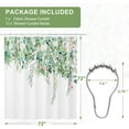 thumbnail image 6 of Floral Shower Curtain Green, Cloth Sage Green Shower Curtains for Bathroom Decor, Rustic Fabric Washable Eucalyptus Flower and Leaves Shower Curtain Sets with 12 Metal Hooks, 72x72 Inches, 6 of 6