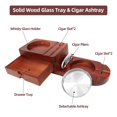 thumbnail image 4 of Cigar Ashtray Coaster Whiskey Glass Tray and Wooden Ash Tray with Cigar Cutter, Include Drawer and Slot to Hold Cigar, Cigar Accessories Set Gift for Men, Dad, Great Decor for Home, Office or Bar, 4 of 7