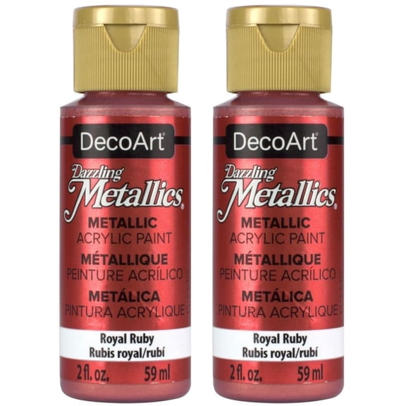 2-pack - Decoart Dazzling Metallics Acrylic Paint 2oz, Royal Ruby