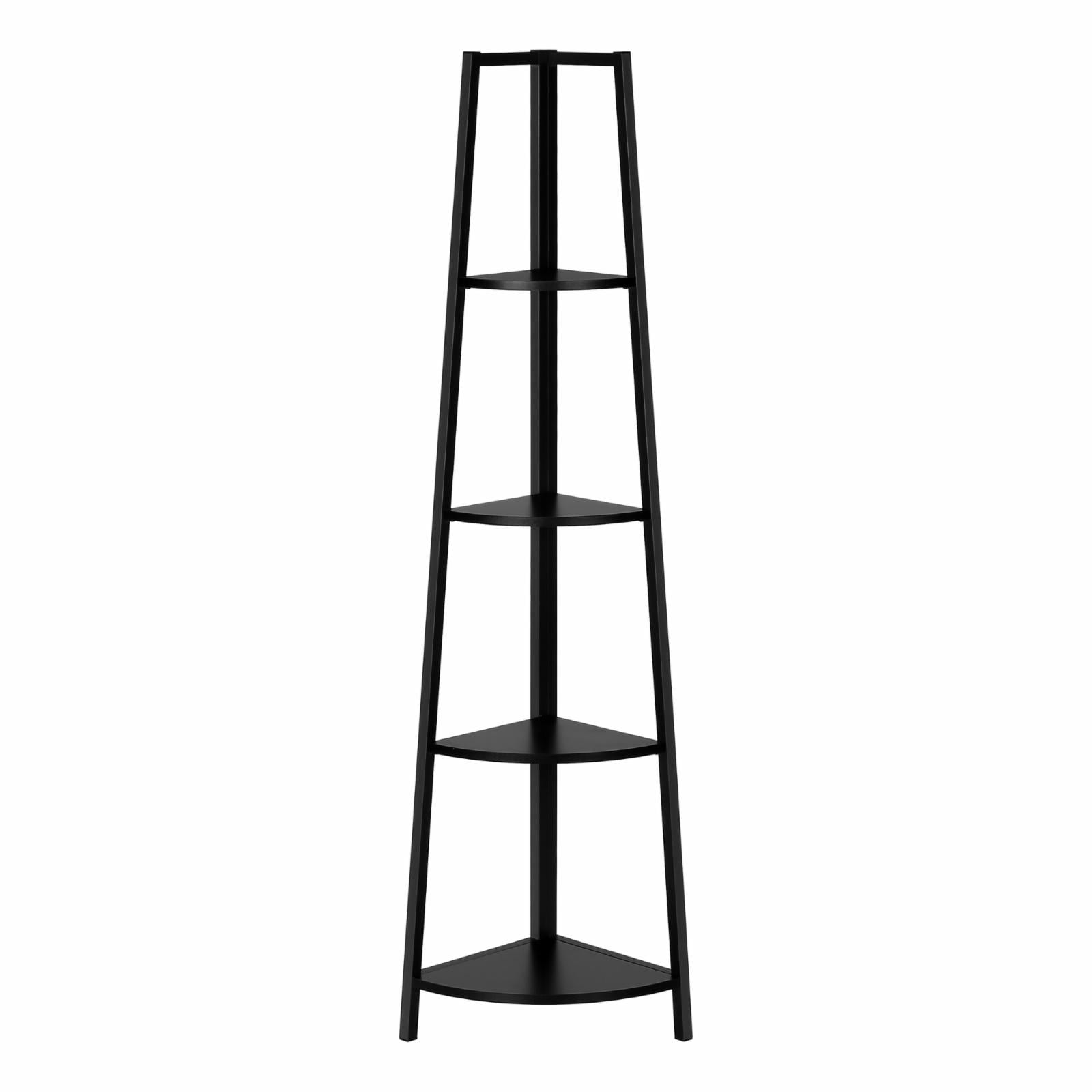 Bookshelf, Bookcase, Etagere, Corner, 4 Tier, 60"H, Office, Bedroom
