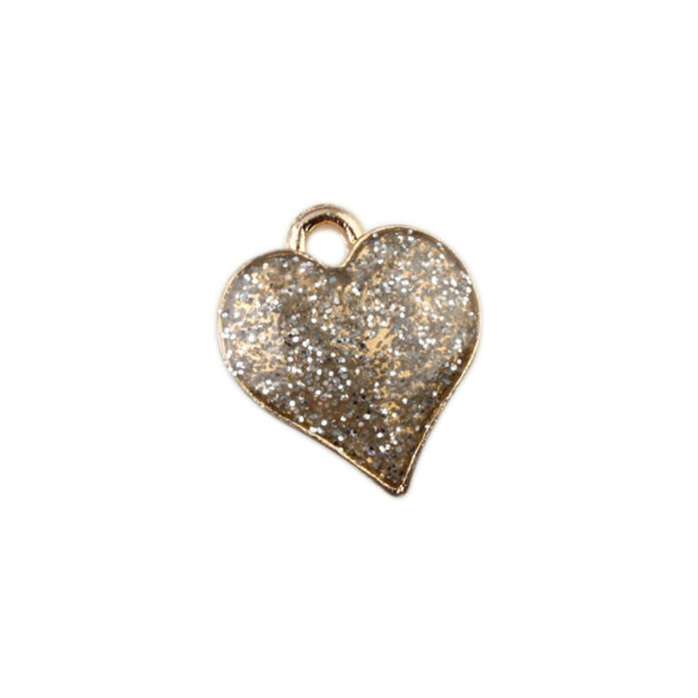 keusn 30 pc heart shape charms bling charms for jewelry making