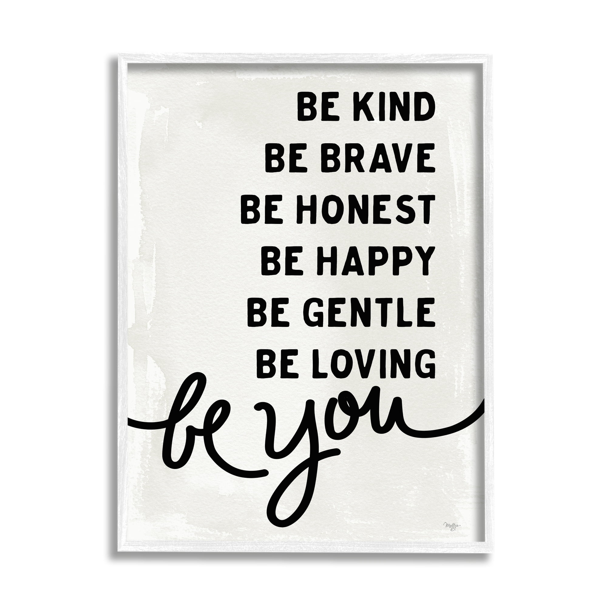 Stupell Industries Be You Motivational Self Love Text Phrase Graphic Art White Framed Art Print Wall Art, Design by Mollie B.